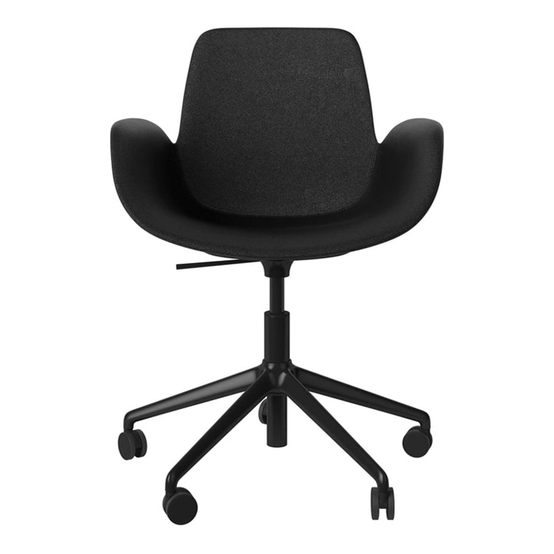 Fauteuil Seed - Rembourré - Piètement 5 branches avec roulettes - Acier laqué noir