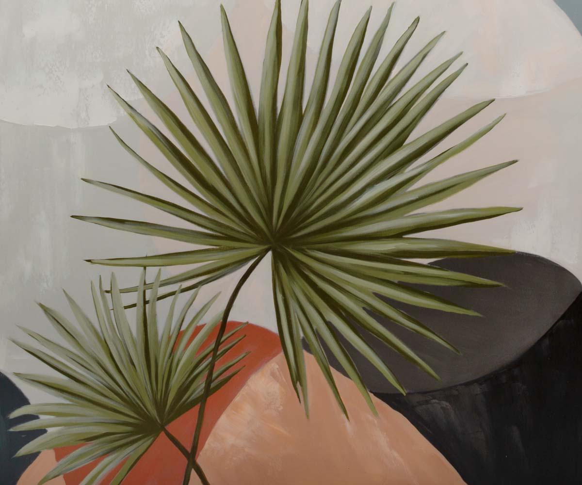 Peinture à l'huile de frondes au clair de lune