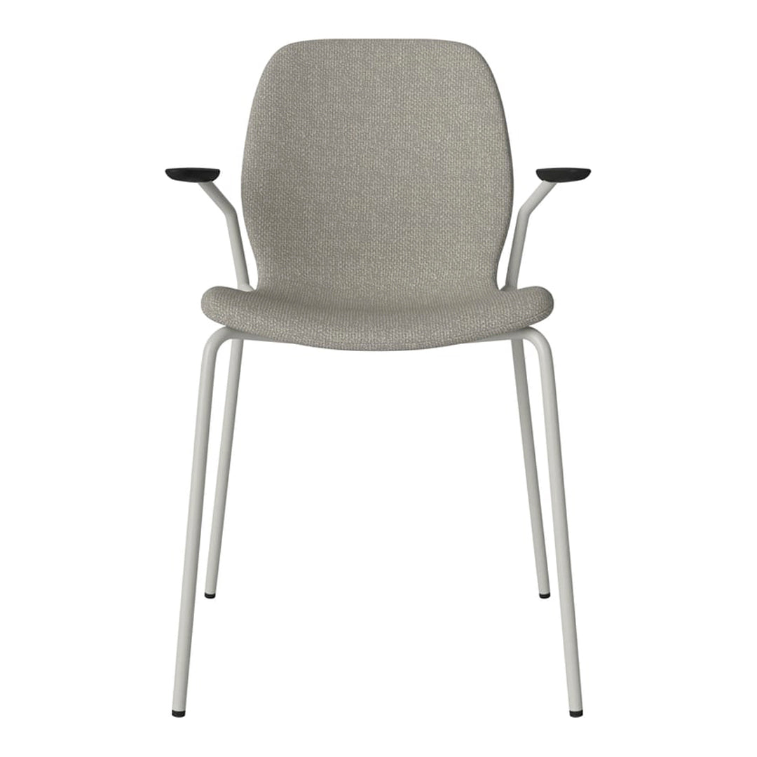 Chaise de salle à manger Seed avec accoudoirs ouverts - Rembourrée - Base en acier, laquée grise