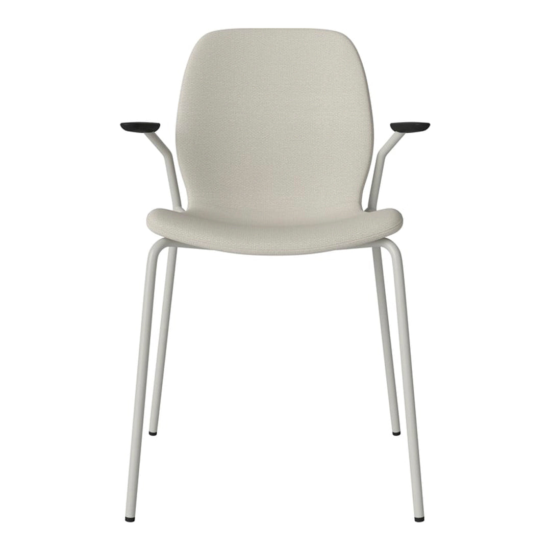 Chaise de salle à manger Seed avec accoudoirs ouverts - Rembourrée - Base en acier, laquée grise