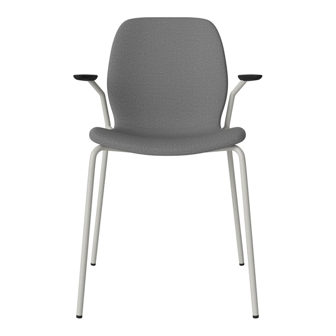 Chaise de salle à manger Seed avec accoudoirs ouverts - Rembourrée - Base en acier, laquée grise