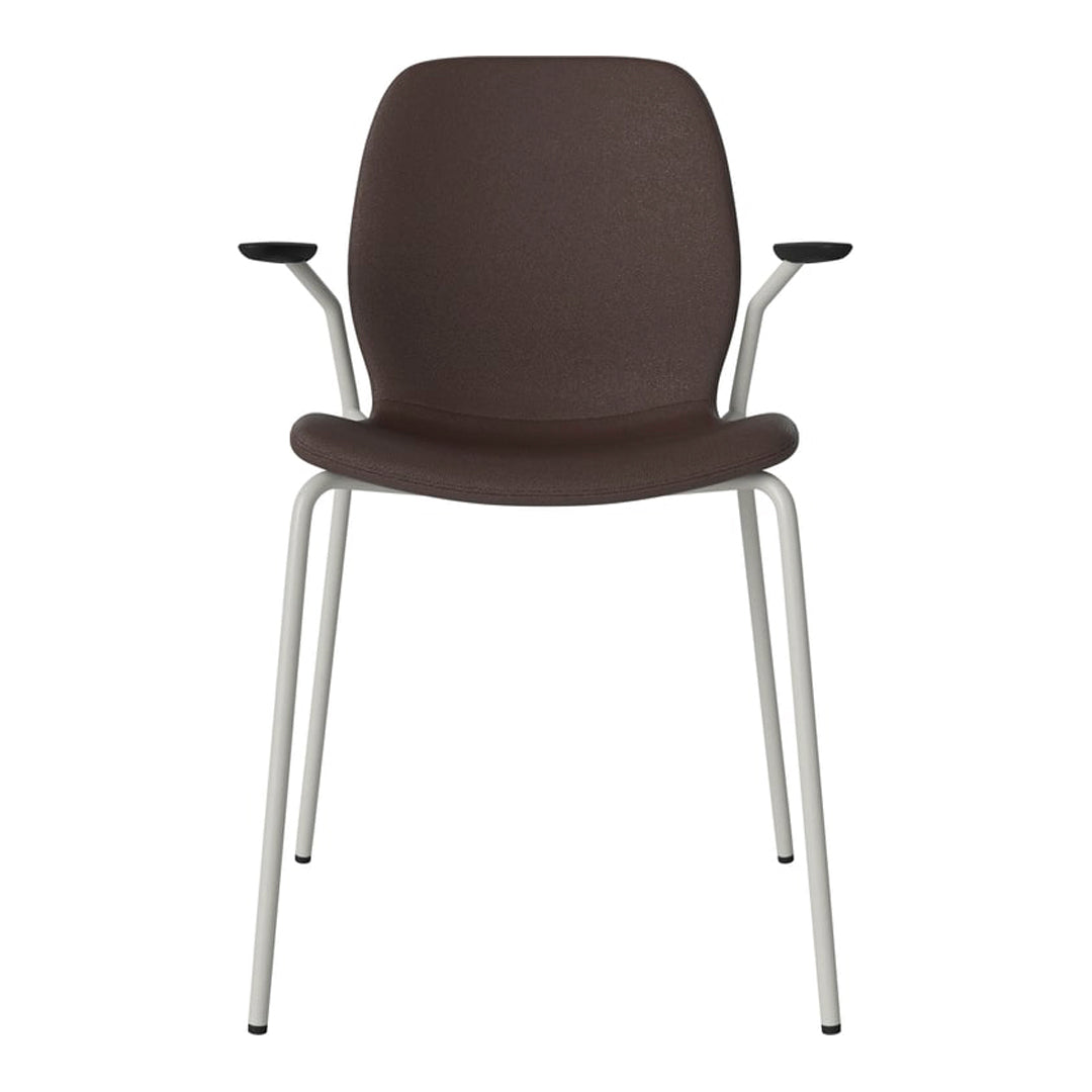 Chaise de salle à manger Seed avec accoudoirs ouverts - Rembourrée - Base en acier, laquée grise