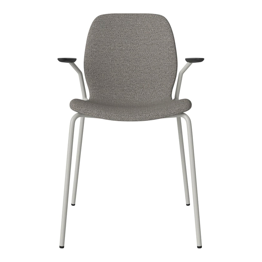 Chaise de salle à manger Seed avec accoudoirs ouverts - Rembourrée - Base en acier, laquée grise
