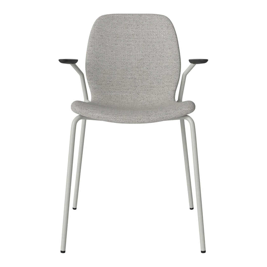 Chaise de salle à manger Seed avec accoudoirs ouverts - Rembourrée - Base en acier, laquée grise