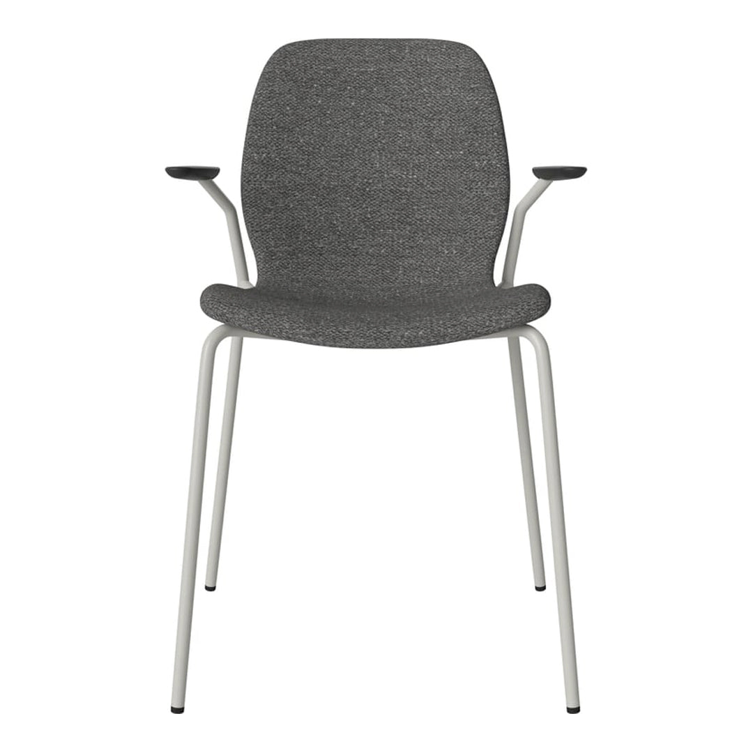 Chaise de salle à manger Seed avec accoudoirs ouverts - Rembourrée - Base en acier, laquée grise