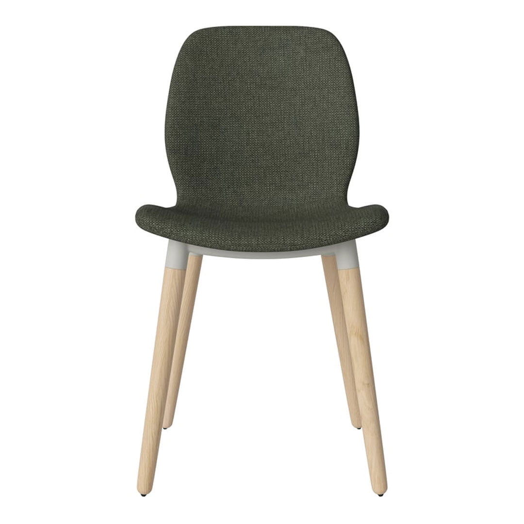 Chaise de salle à manger Seed - Rembourrée - Piètement en chêne huilé, pigmenté blanc