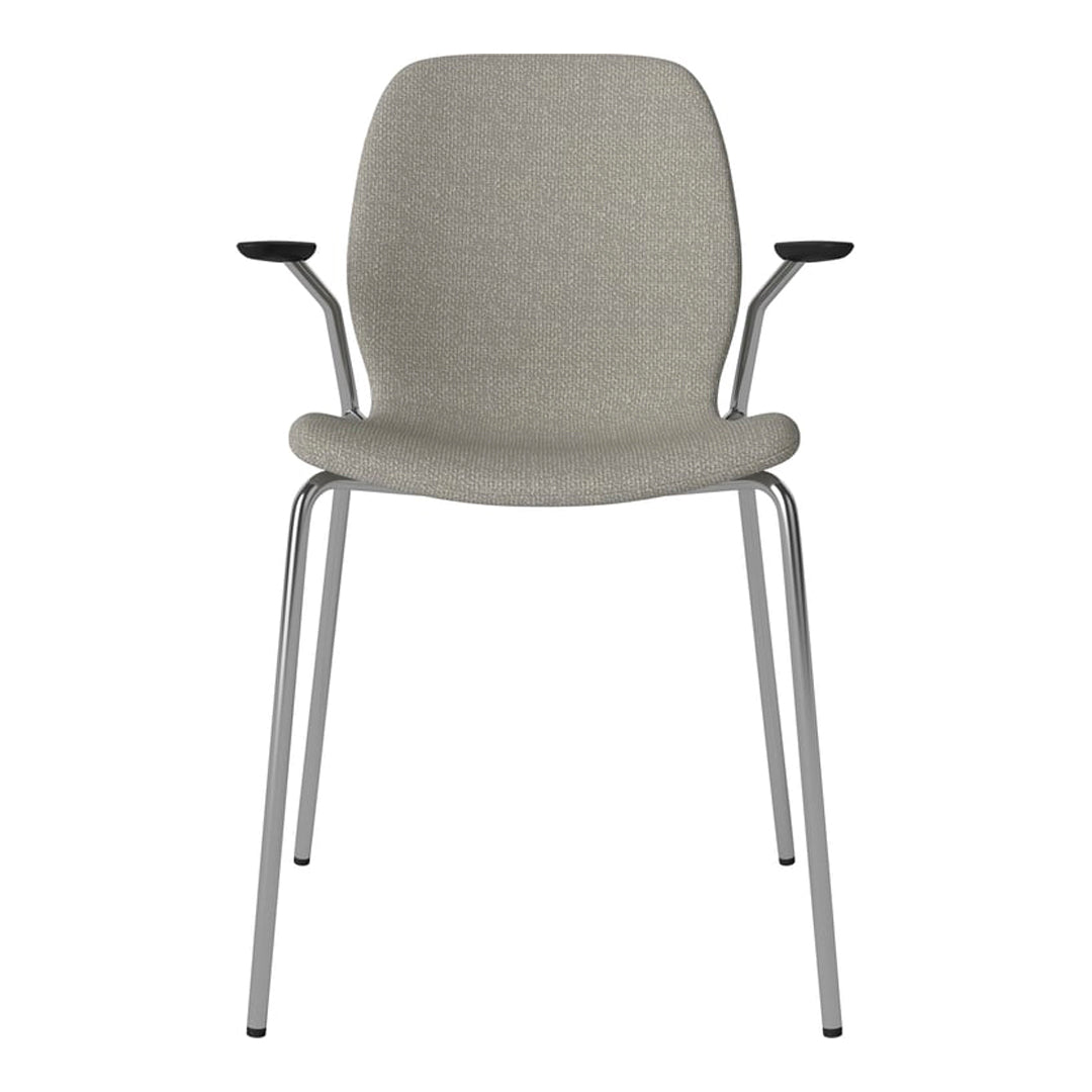 Chaise de salle à manger Seed avec accoudoirs ouverts - Rembourrée - Base chromée