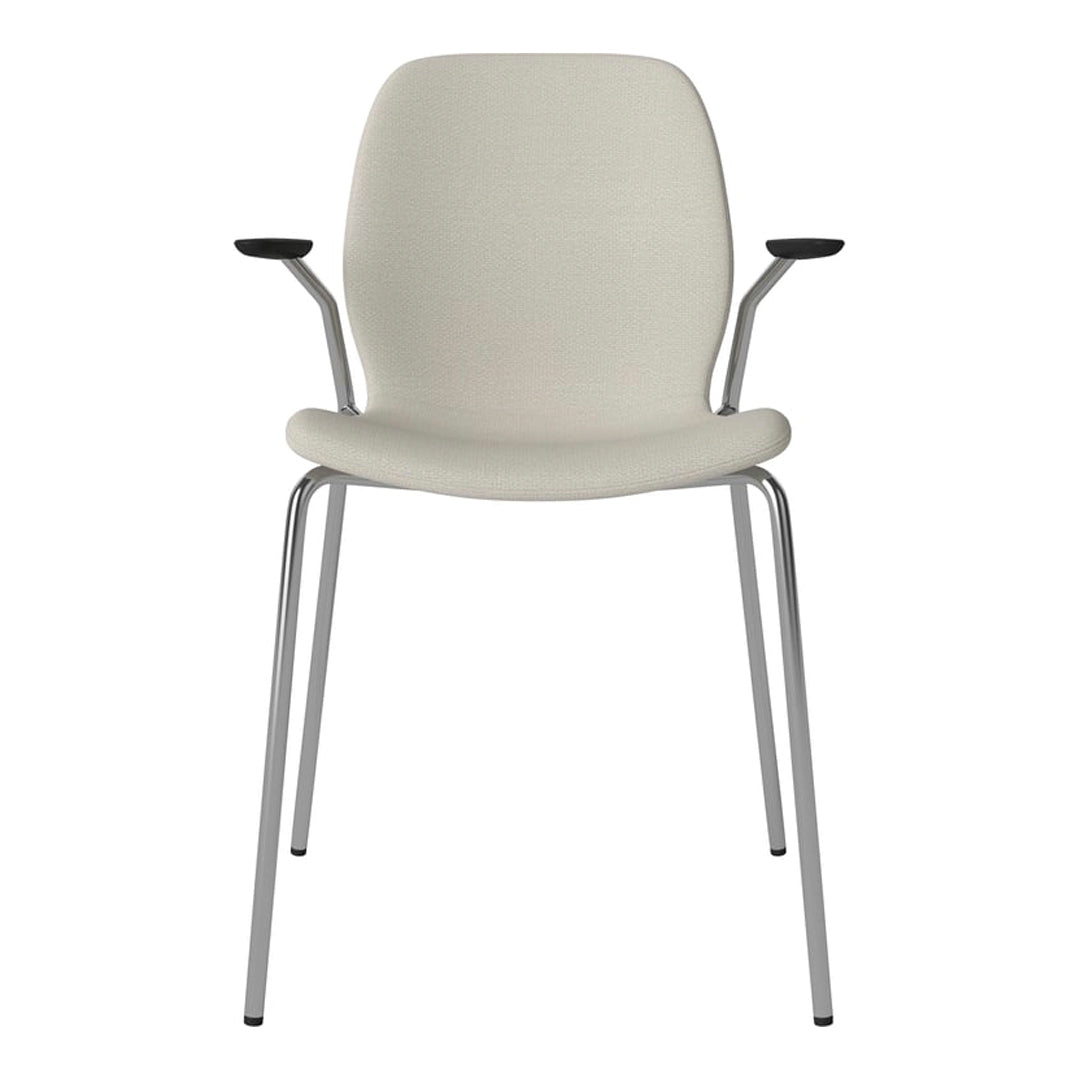 Chaise de salle à manger Seed avec accoudoirs ouverts - Rembourrée - Base chromée