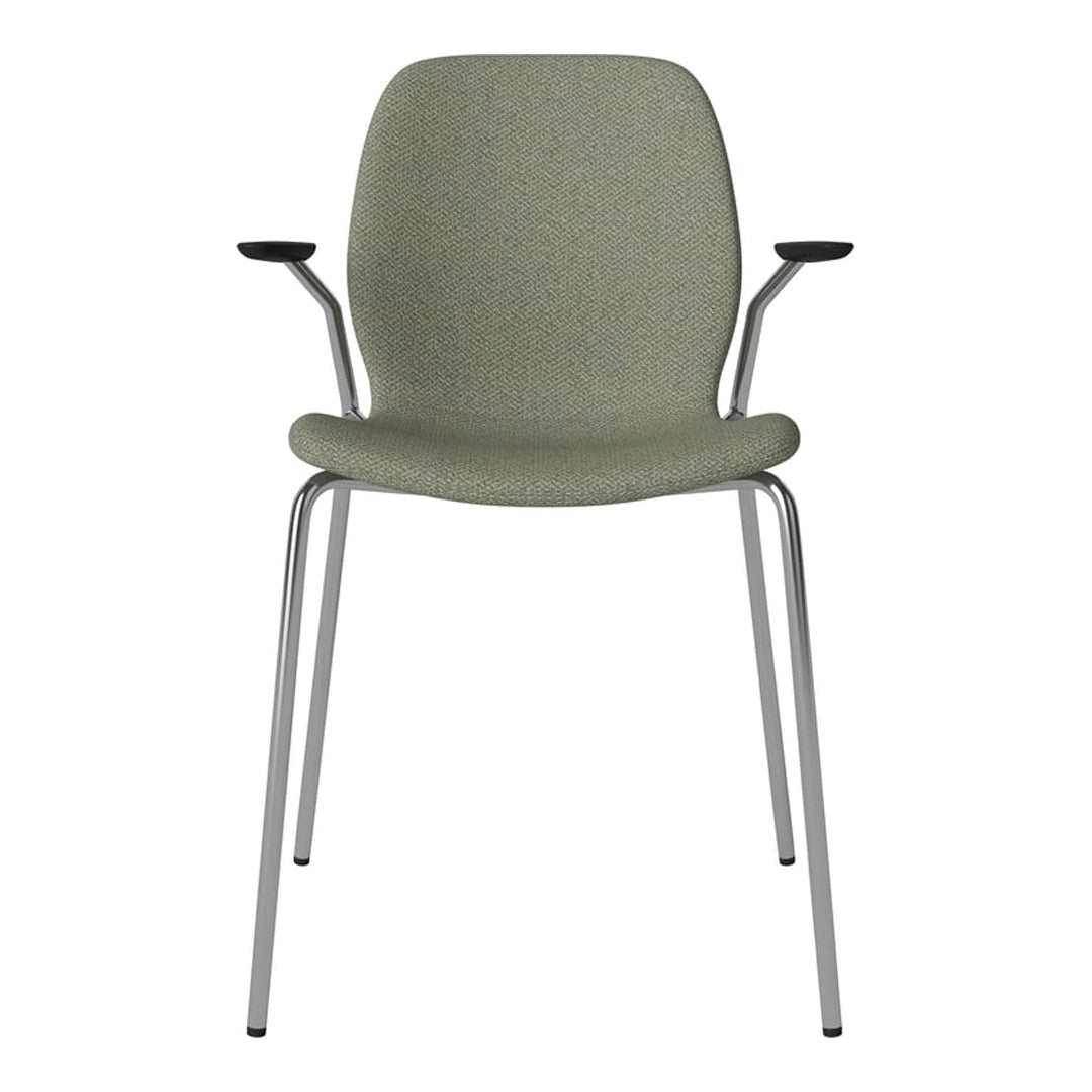 Chaise de salle à manger Seed avec accoudoirs ouverts - Rembourrée - Base chromée