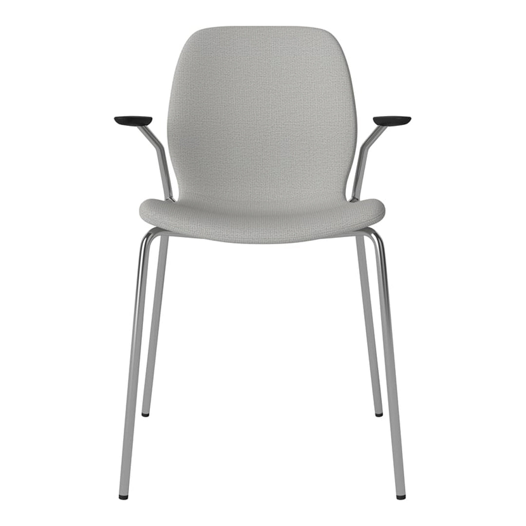 Chaise de salle à manger Seed avec accoudoirs ouverts - Rembourrée - Base chromée