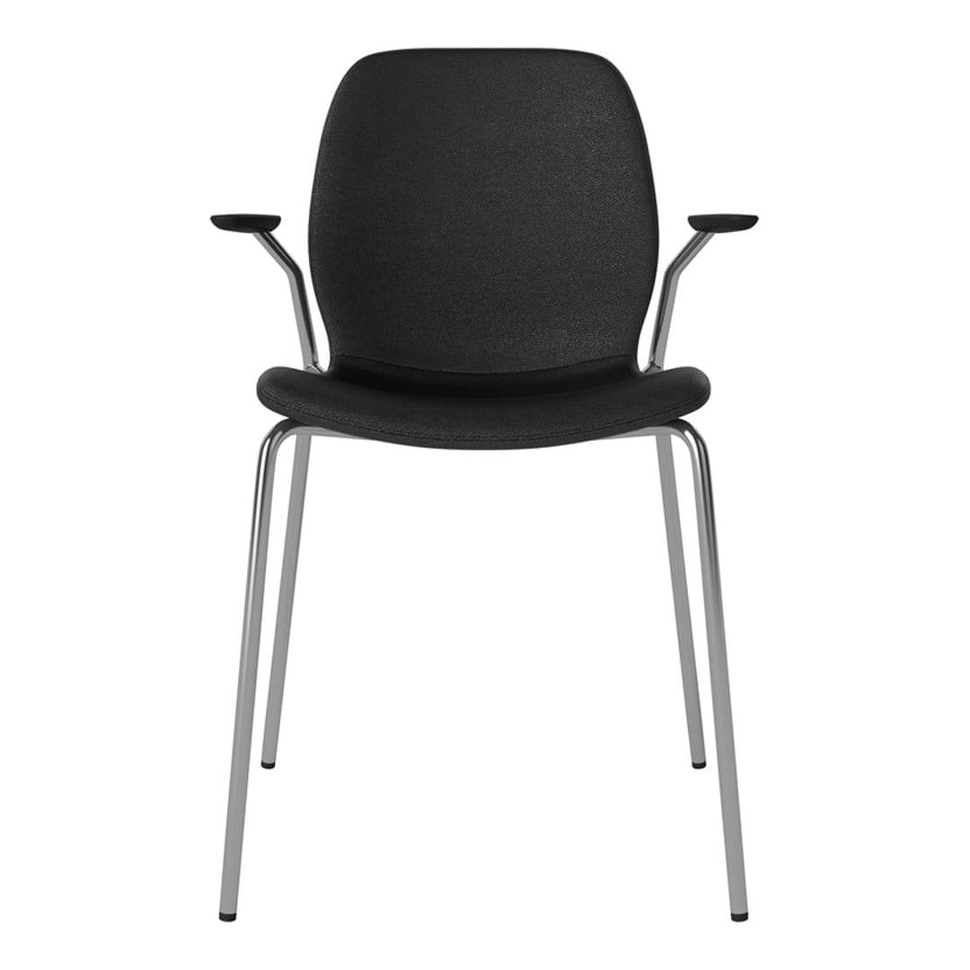 Chaise de salle à manger Seed avec accoudoirs ouverts - Rembourrée - Base chromée