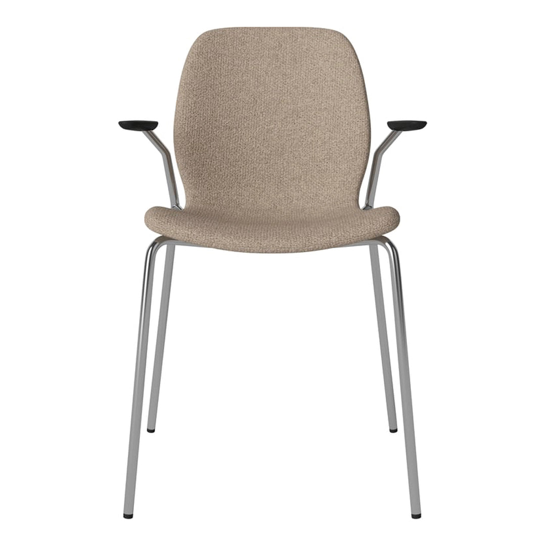 Chaise de salle à manger Seed avec accoudoirs ouverts - Rembourrée - Base chromée