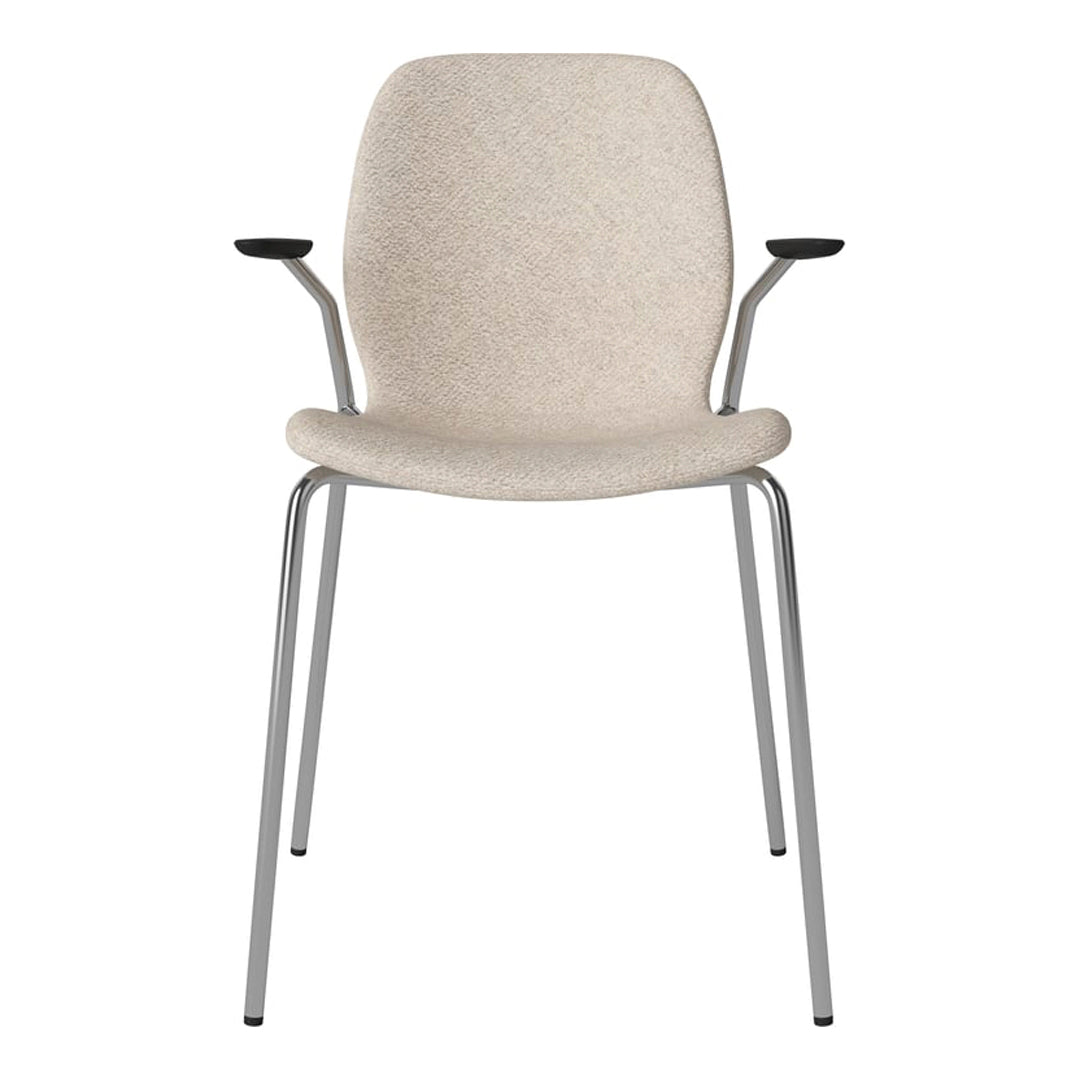 Chaise de salle à manger Seed avec accoudoirs ouverts - Rembourrée - Base chromée