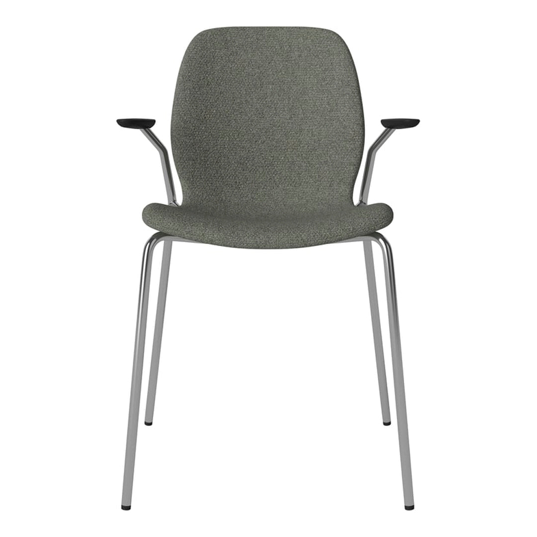 Chaise de salle à manger Seed avec accoudoirs ouverts - Rembourrée - Base chromée