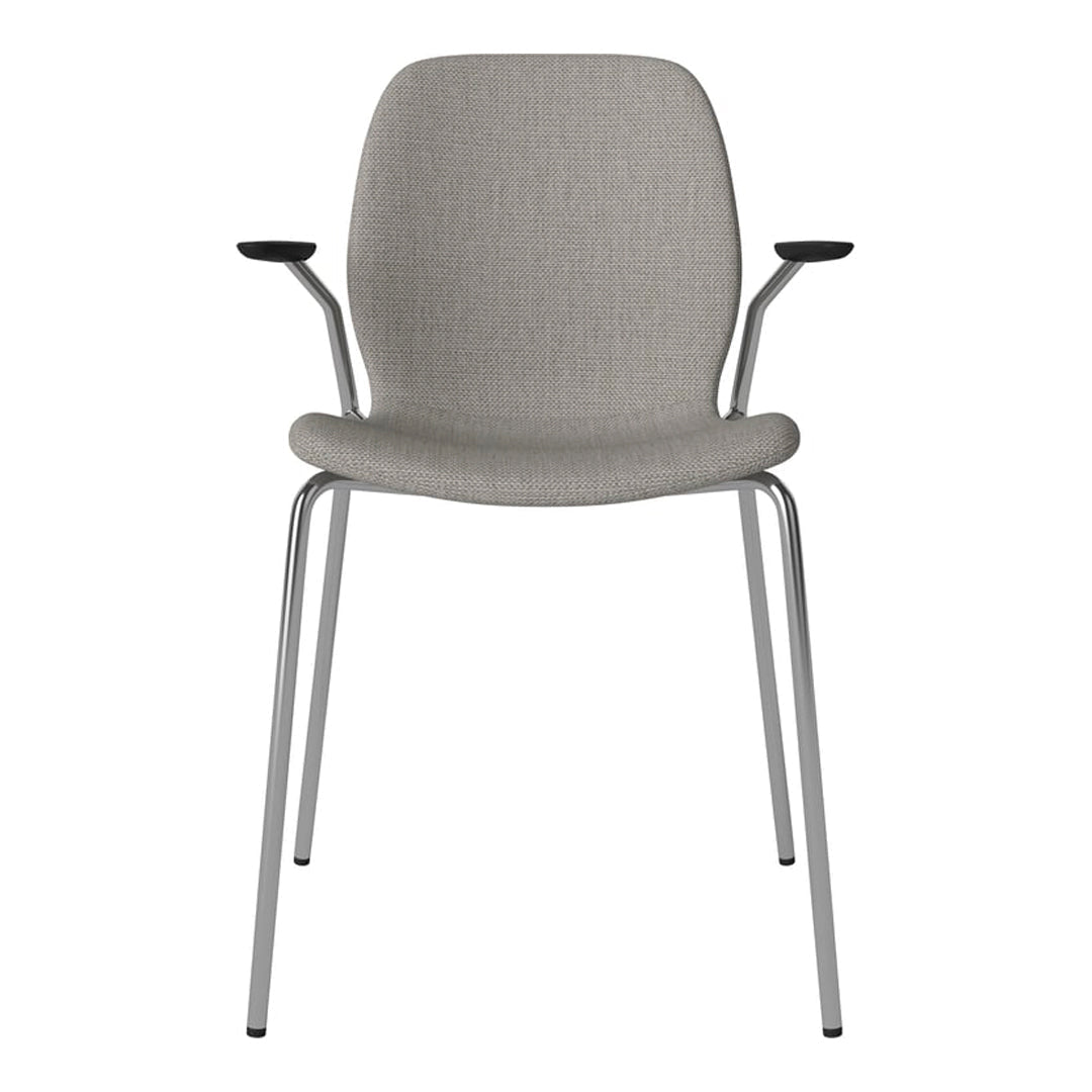 Chaise de salle à manger Seed avec accoudoirs ouverts - Rembourrée - Base chromée