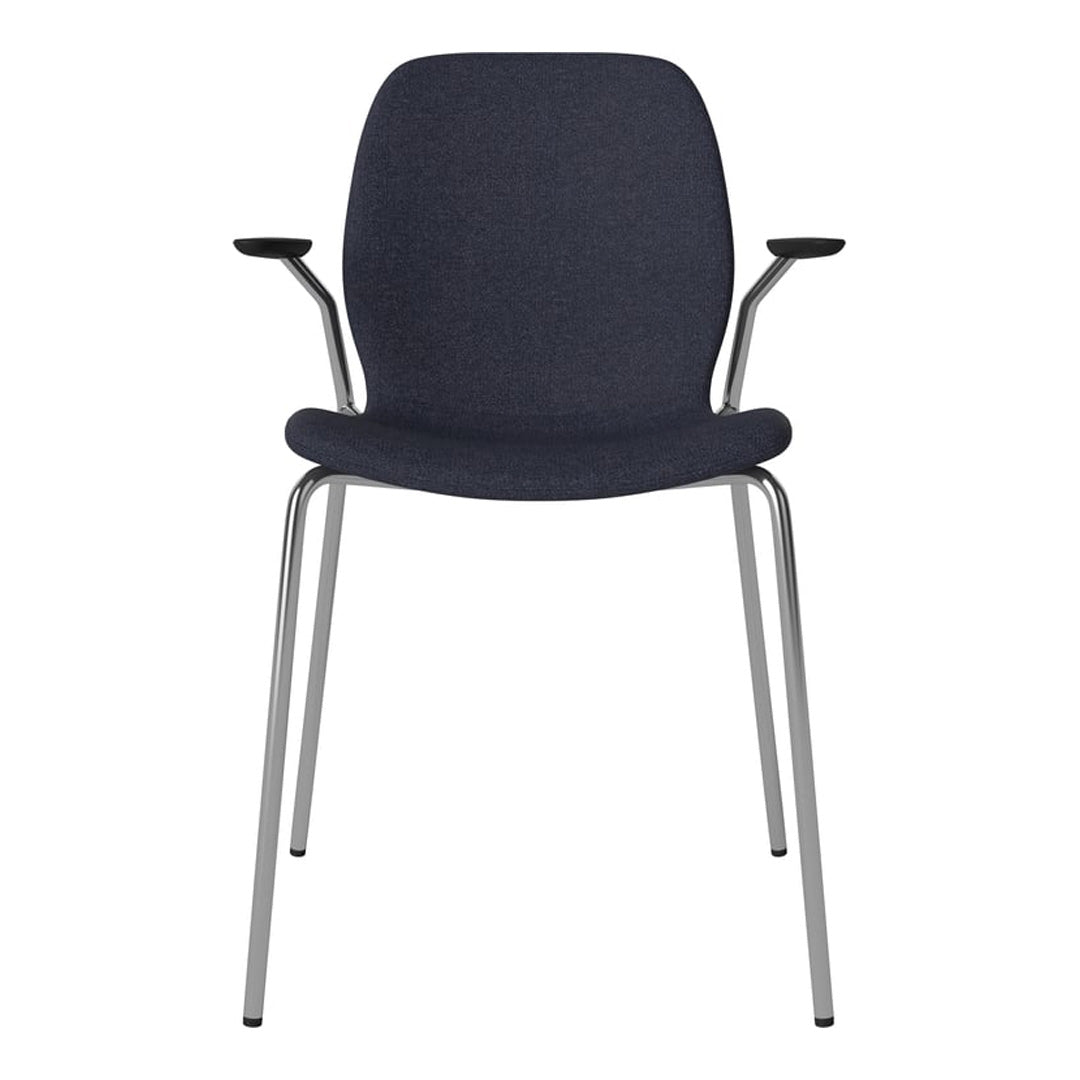 Chaise de salle à manger Seed avec accoudoirs ouverts - Rembourrée - Base chromée
