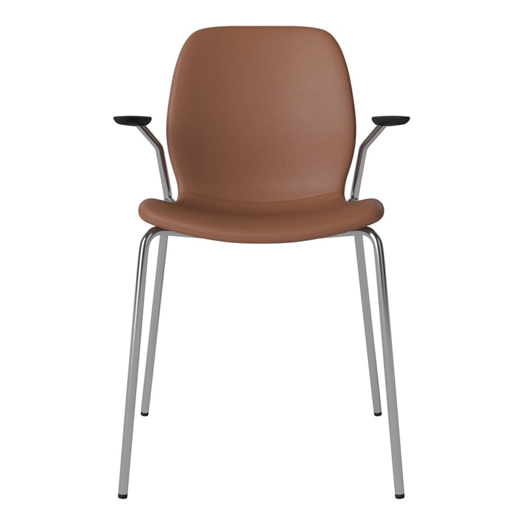 Chaise de salle à manger Seed avec accoudoirs ouverts - Rembourrée - Base chromée