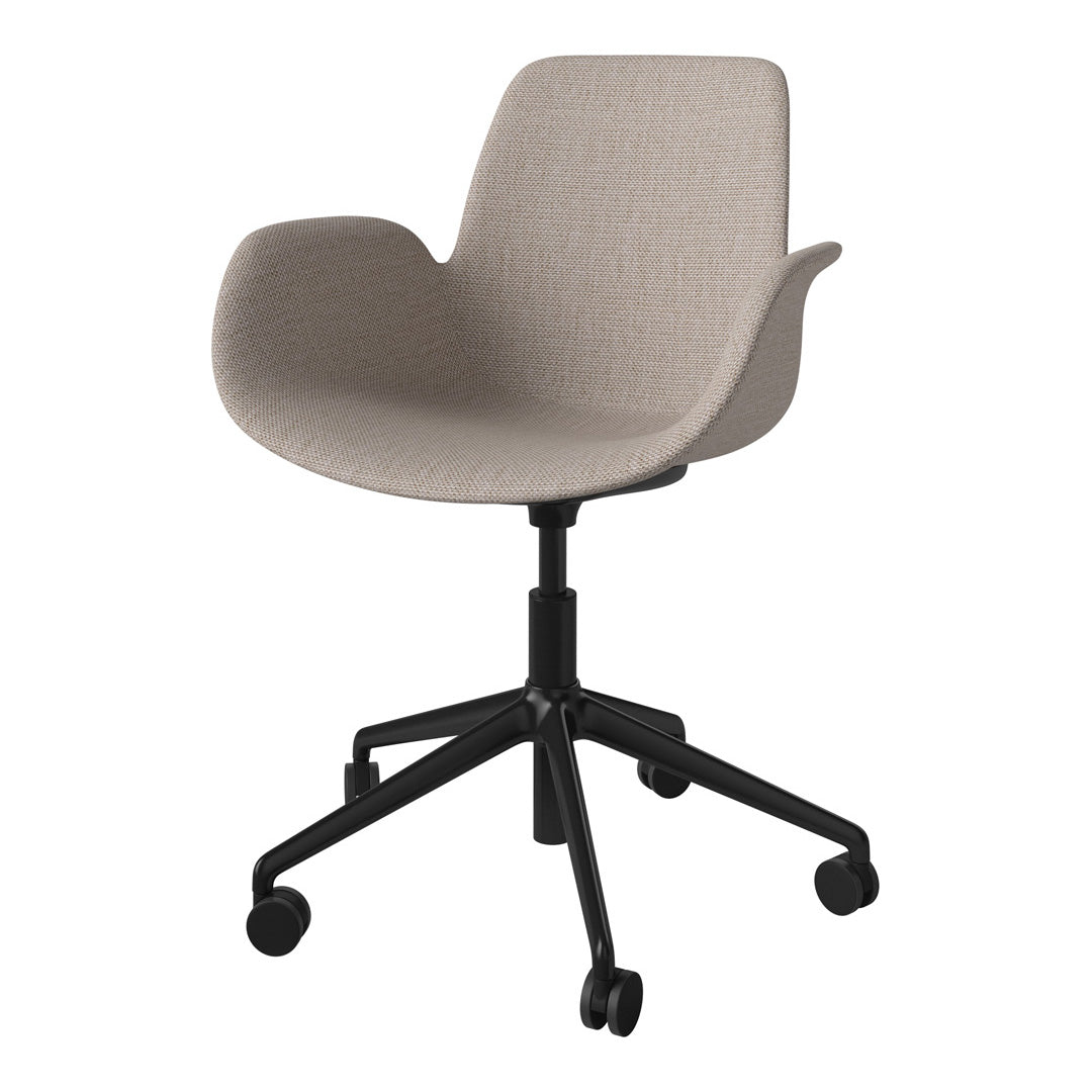 Fauteuil Seed - Rembourré - Piètement 5 branches avec roulettes - Acier laqué noir