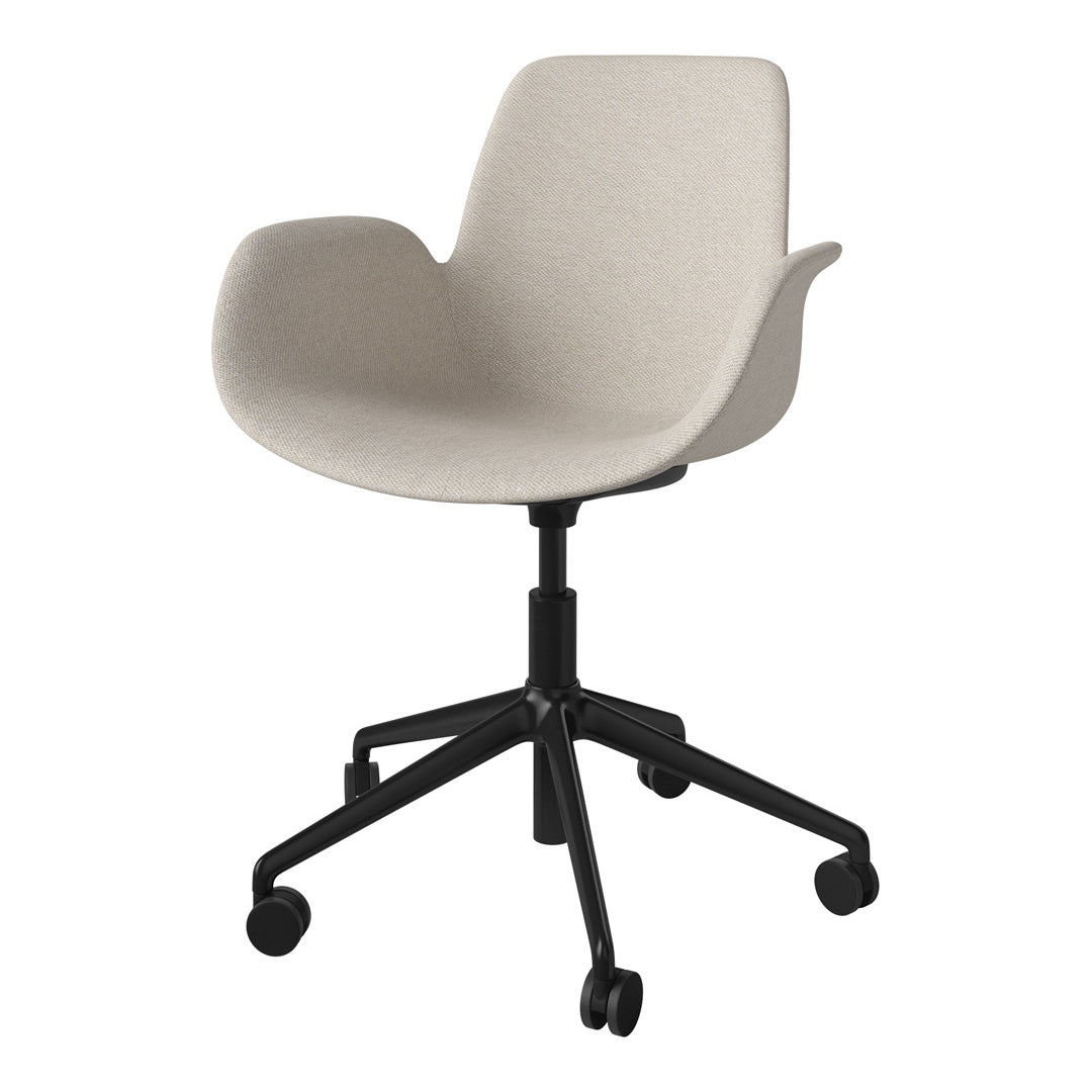Fauteuil Seed - Rembourré - Piètement 5 branches avec roulettes - Acier laqué noir