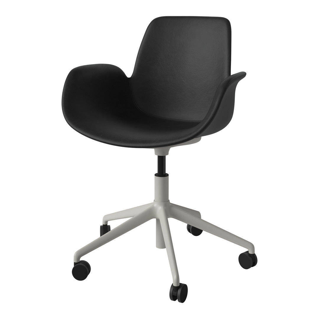 Fauteuil Seed - Rembourré - Piètement 5 branches avec roulettes - Acier laqué gris