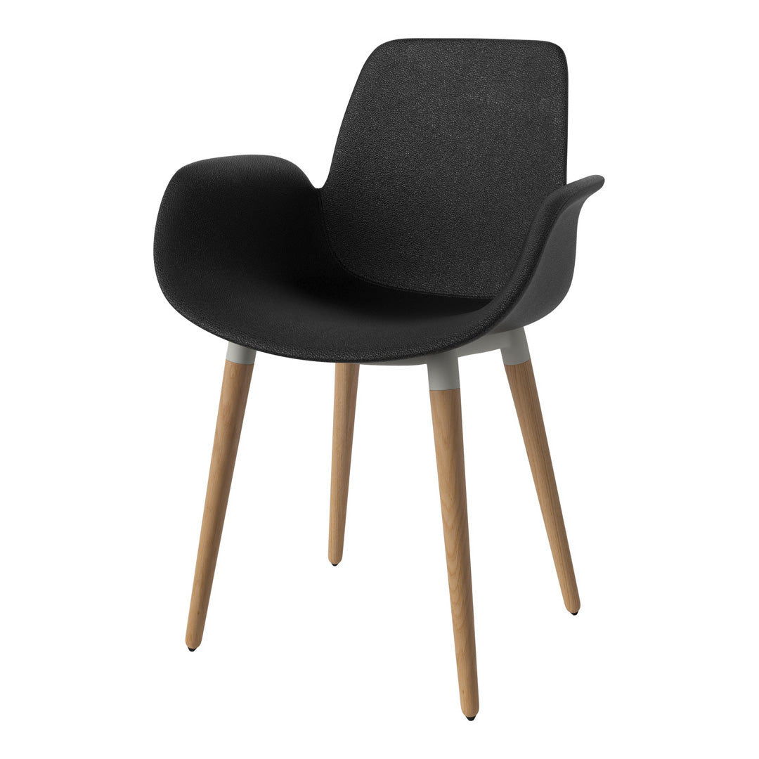 Fauteuil de salle à manger Seed - Rembourré - Piètement en chêne huilé