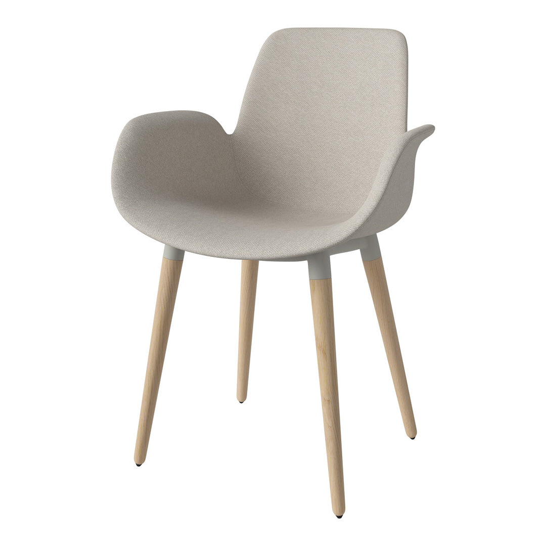 Fauteuil de salle à manger Seed - Rembourré - Piètement en chêne huilé, pigmenté blanc