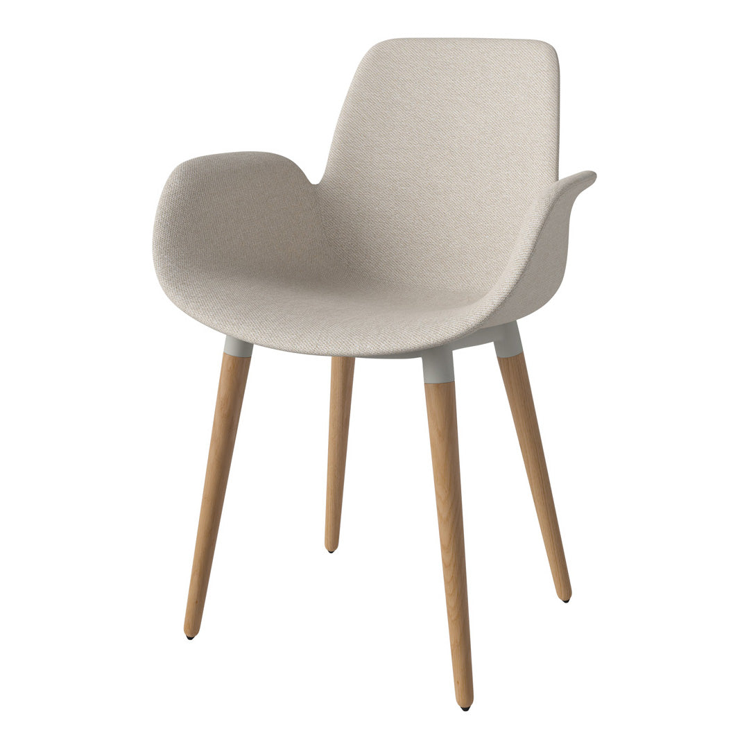 Fauteuil de salle à manger Seed - Rembourré - Piètement en chêne huilé