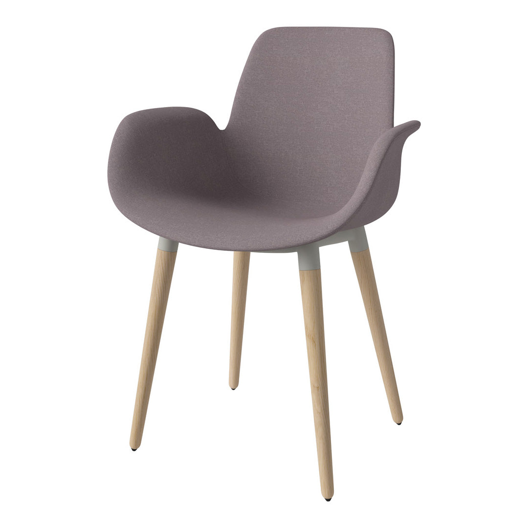 Fauteuil de salle à manger Seed - Rembourré - Piètement en chêne huilé, pigmenté blanc