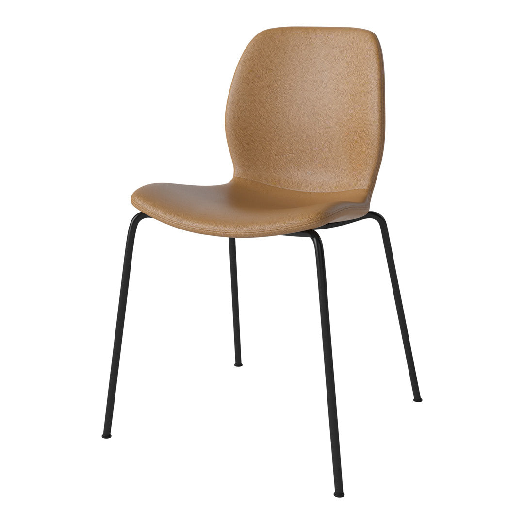 Chaise de salle à manger Seed - Rembourrée - Base en acier, laquée noire