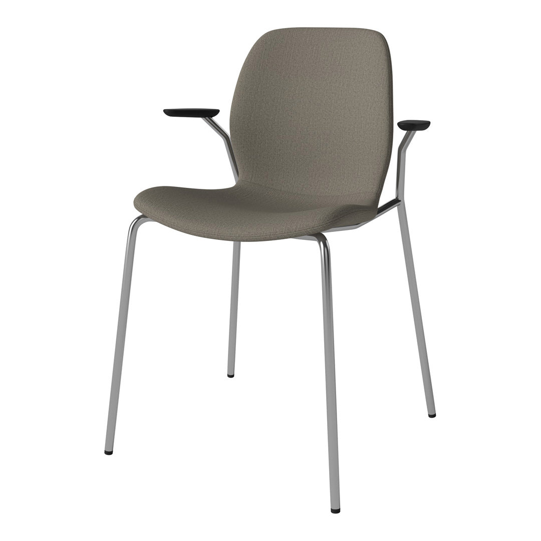 Chaise de salle à manger Seed avec accoudoirs ouverts - Rembourrée - Base chromée