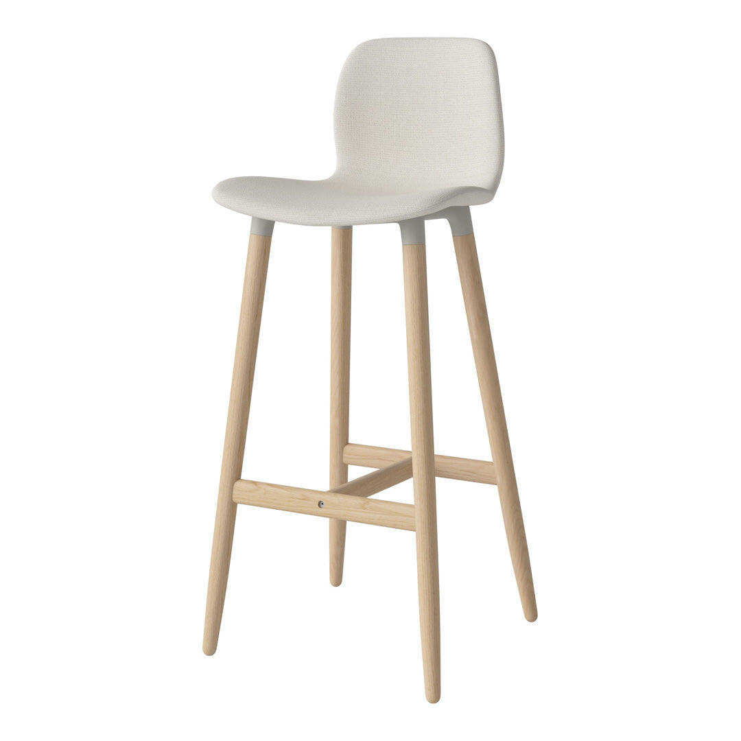 Chaise de bar Seed - Rembourrée - Piètement en chêne huilé, pigmenté blanc