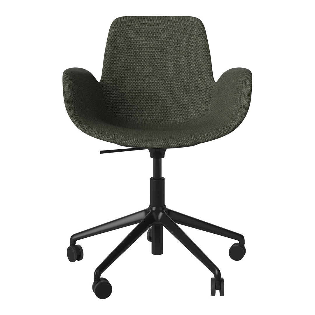 Fauteuil Seed - Rembourré - Piètement 5 branches avec roulettes - Acier laqué noir