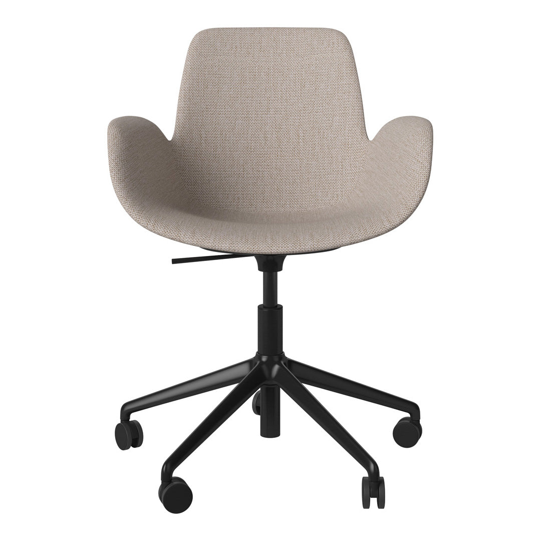 Fauteuil Seed - Rembourré - Piètement 5 branches avec roulettes - Acier laqué noir