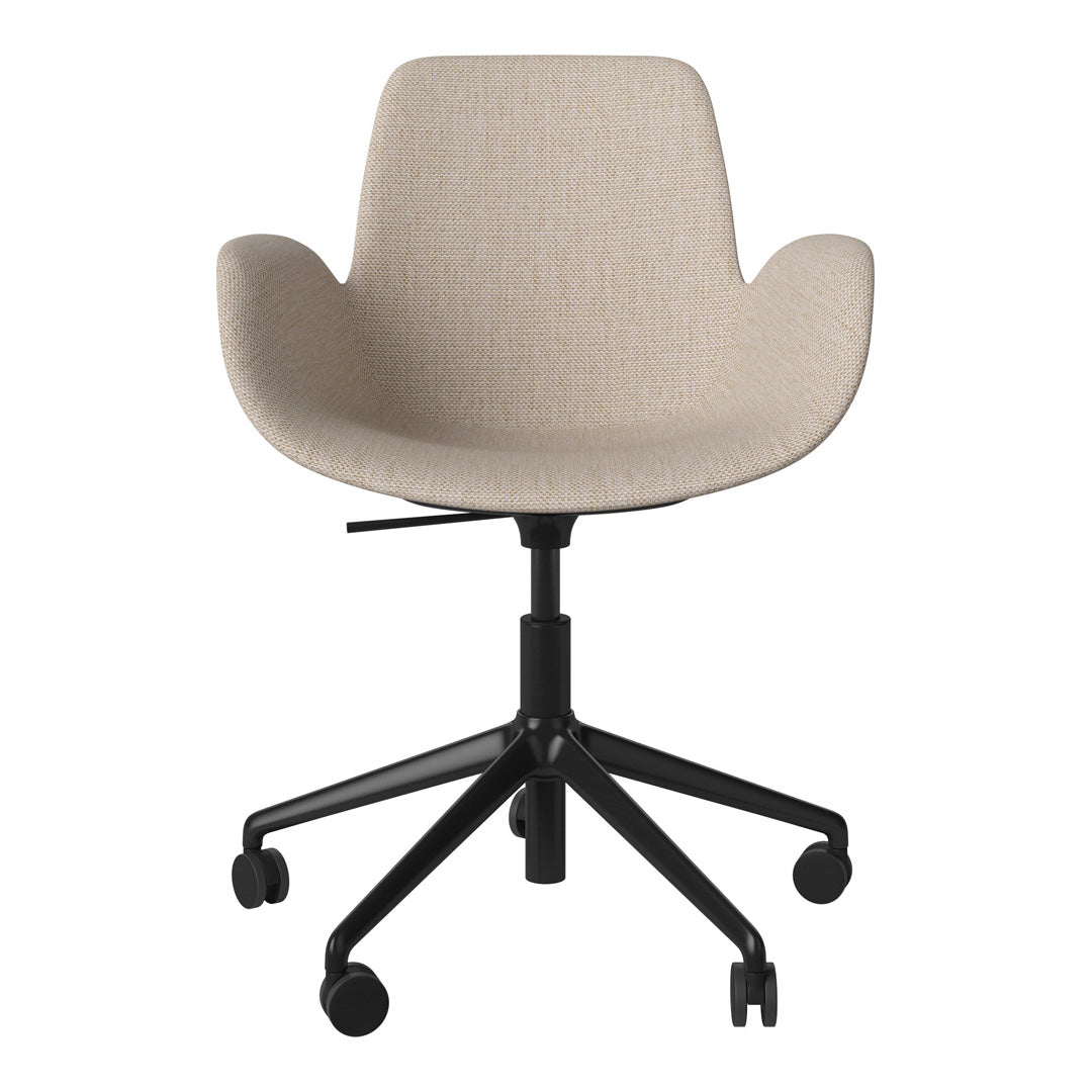 Fauteuil Seed - Rembourré - Piètement 5 branches avec roulettes - Acier laqué noir