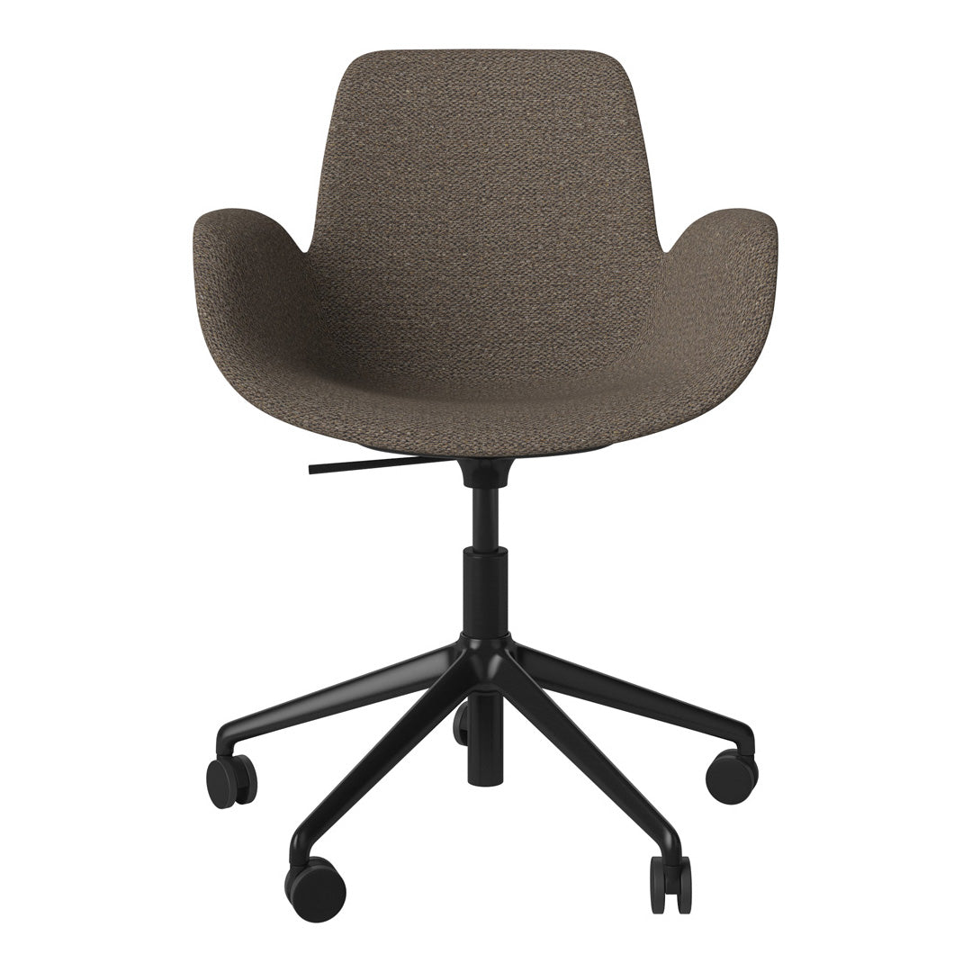 Fauteuil Seed - Rembourré - Piètement 5 branches avec roulettes - Acier laqué noir