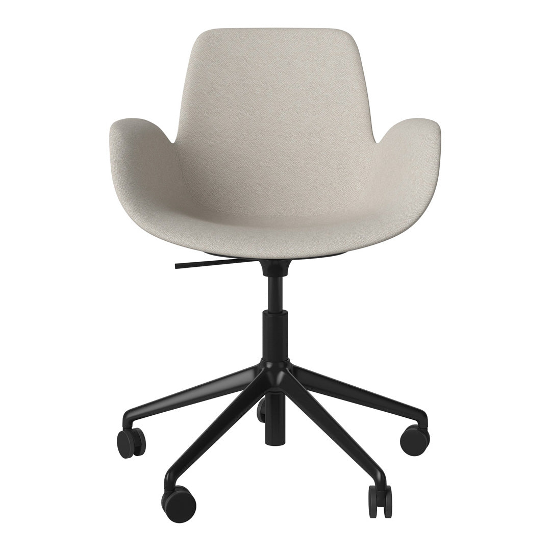 Fauteuil Seed - Rembourré - Piètement 5 branches avec roulettes - Acier laqué noir
