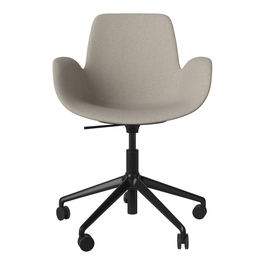 Fauteuil Seed - Rembourré - Piètement 5 branches avec roulettes - Acier laqué noir
