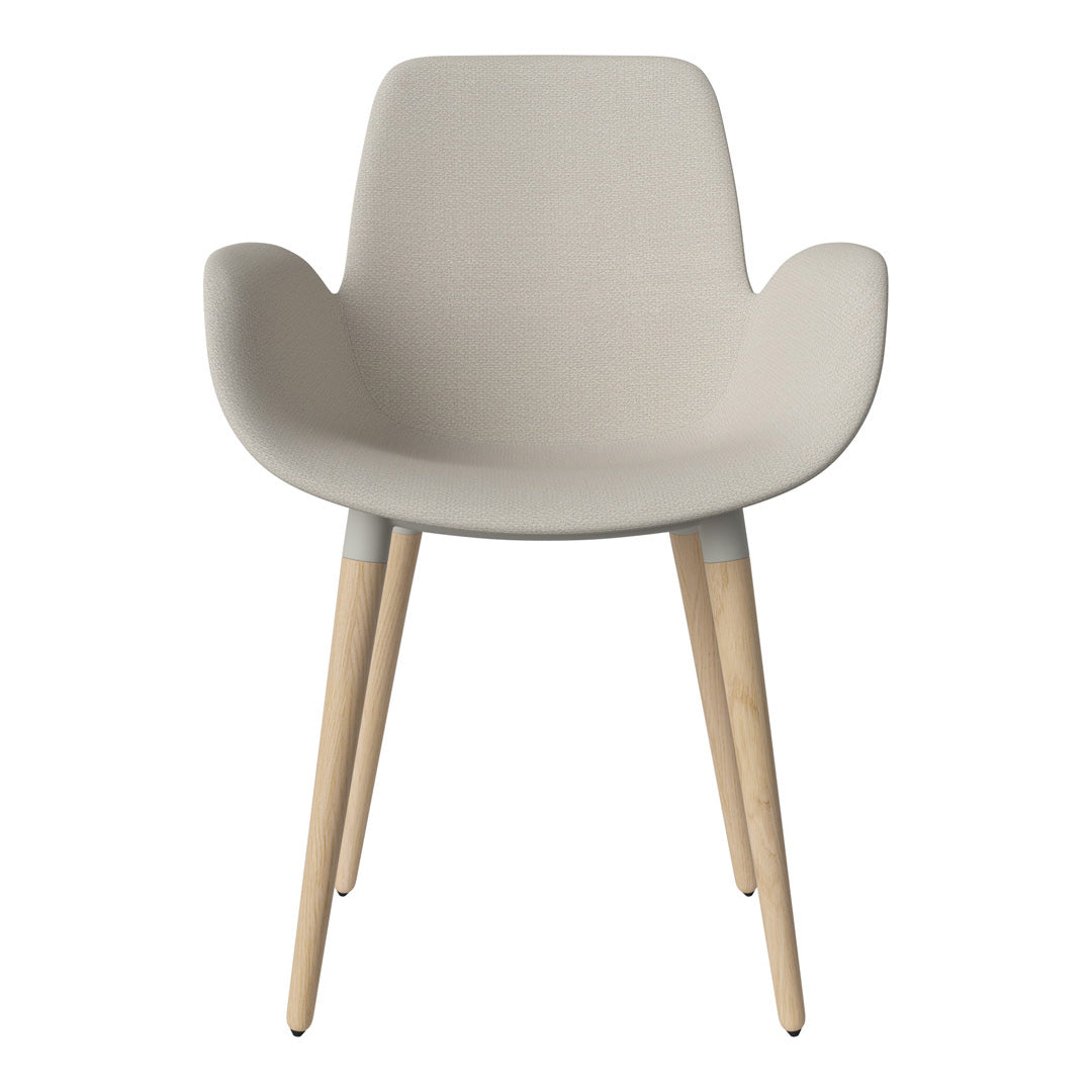 Fauteuil de salle à manger Seed - Rembourré - Piètement en chêne huilé, pigmenté blanc