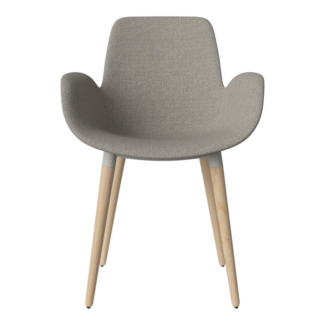 Fauteuil de salle à manger Seed - Rembourré - Piètement en chêne huilé, pigmenté blanc