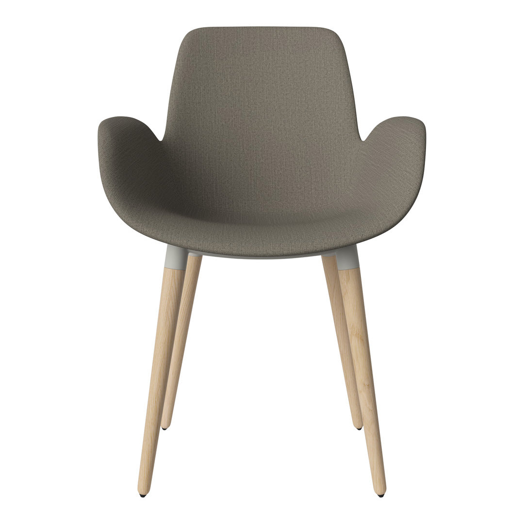 Fauteuil de salle à manger Seed - Rembourré - Piètement en chêne huilé, pigmenté blanc