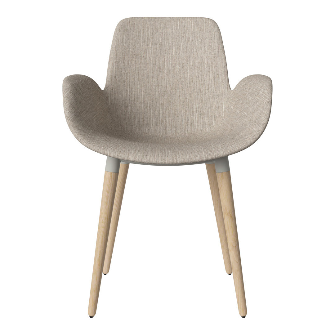 Fauteuil de salle à manger Seed - Rembourré - Piètement en chêne huilé, pigmenté blanc