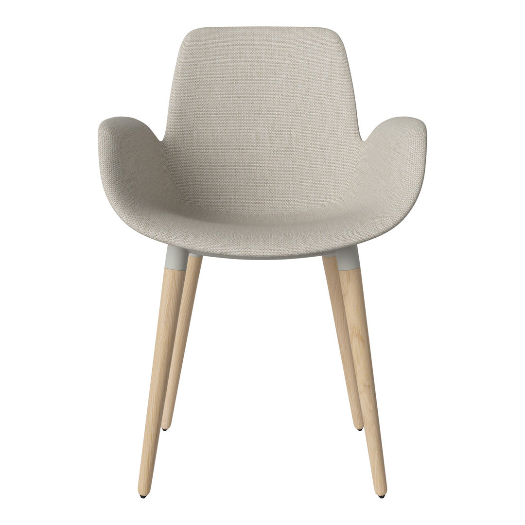 Fauteuil de salle à manger Seed - Rembourré - Piètement en chêne huilé, pigmenté blanc