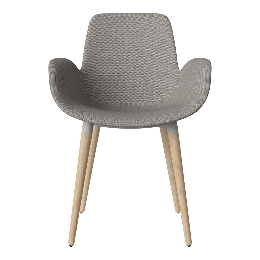 Fauteuil de salle à manger Seed - Rembourré - Piètement en chêne huilé, pigmenté blanc