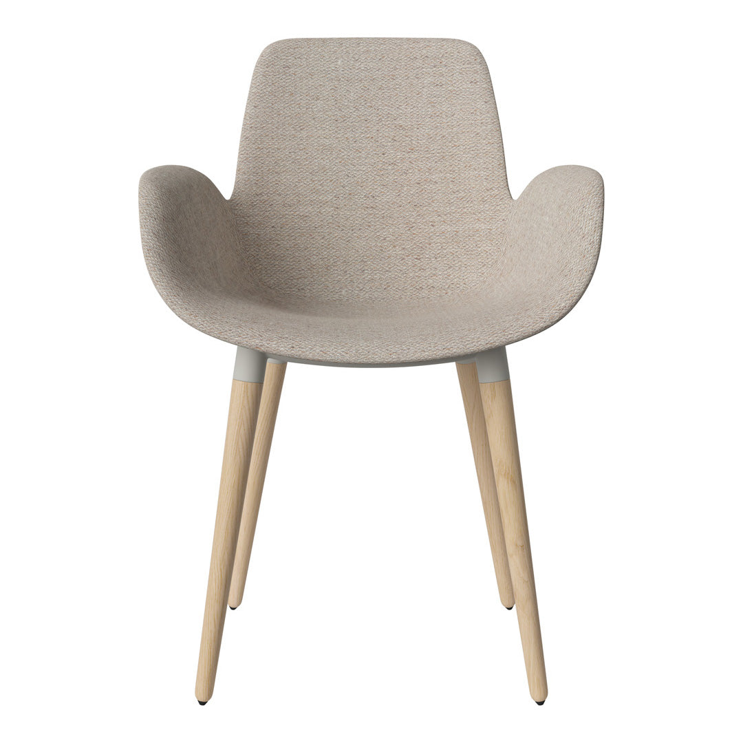 Fauteuil de salle à manger Seed - Rembourré - Piètement en chêne huilé, pigmenté blanc