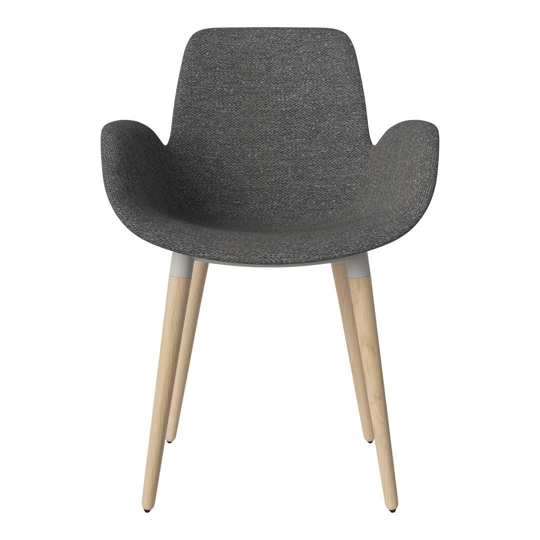 Fauteuil de salle à manger Seed - Rembourré - Piètement en chêne huilé, pigmenté blanc