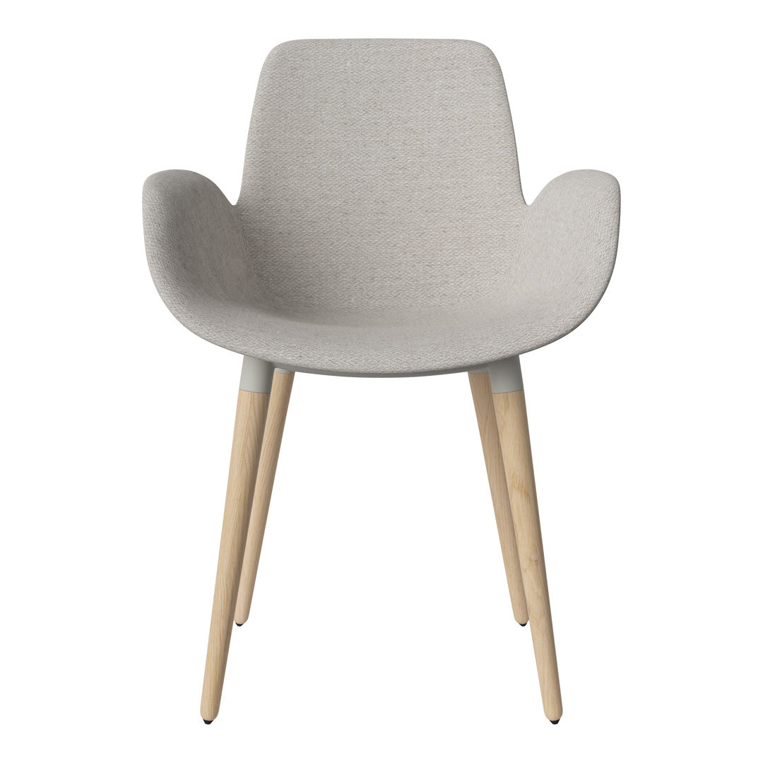 Fauteuil de salle à manger Seed - Rembourré - Piètement en chêne huilé, pigmenté blanc