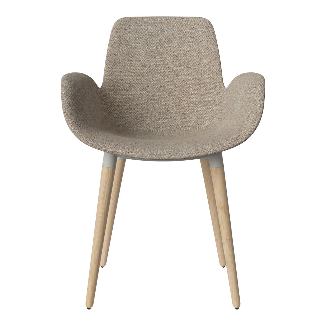 Fauteuil de salle à manger Seed - Rembourré - Piètement en chêne huilé, pigmenté blanc