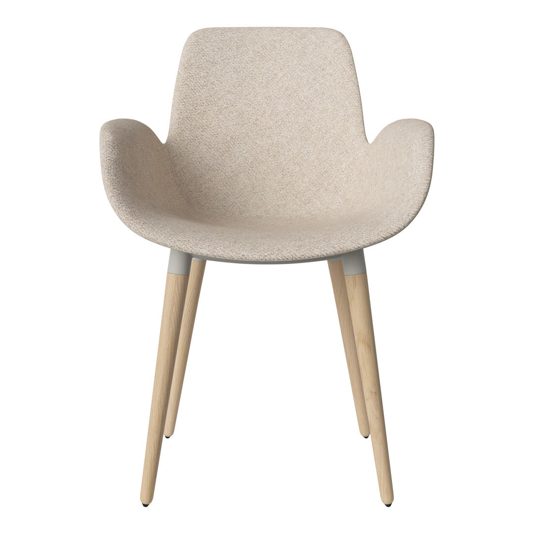 Fauteuil de salle à manger Seed - Rembourré - Piètement en chêne huilé, pigmenté blanc