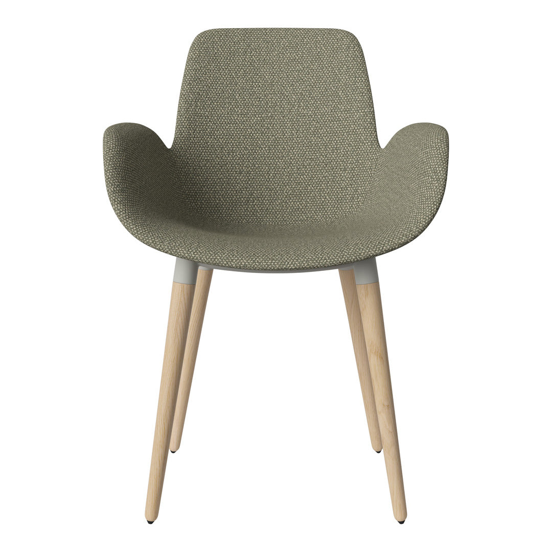 Fauteuil de salle à manger Seed - Rembourré - Piètement en chêne huilé, pigmenté blanc