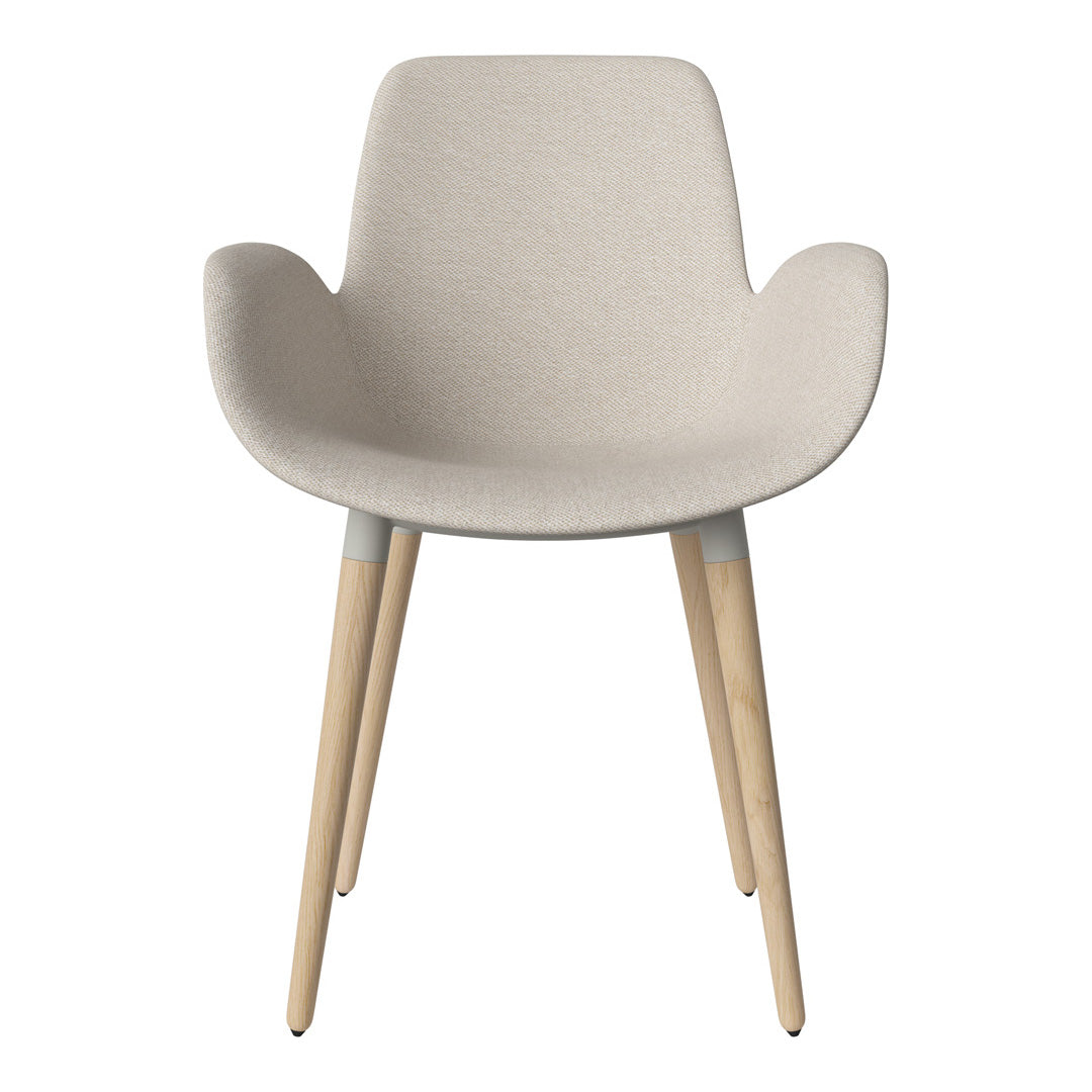 Fauteuil de salle à manger Seed - Rembourré - Piètement en chêne huilé, pigmenté blanc